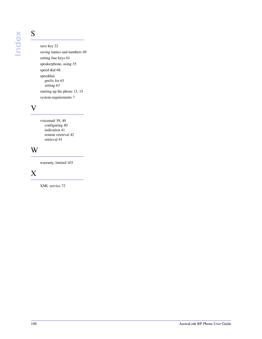 Aastra Telecom CT Cordless manual Index 