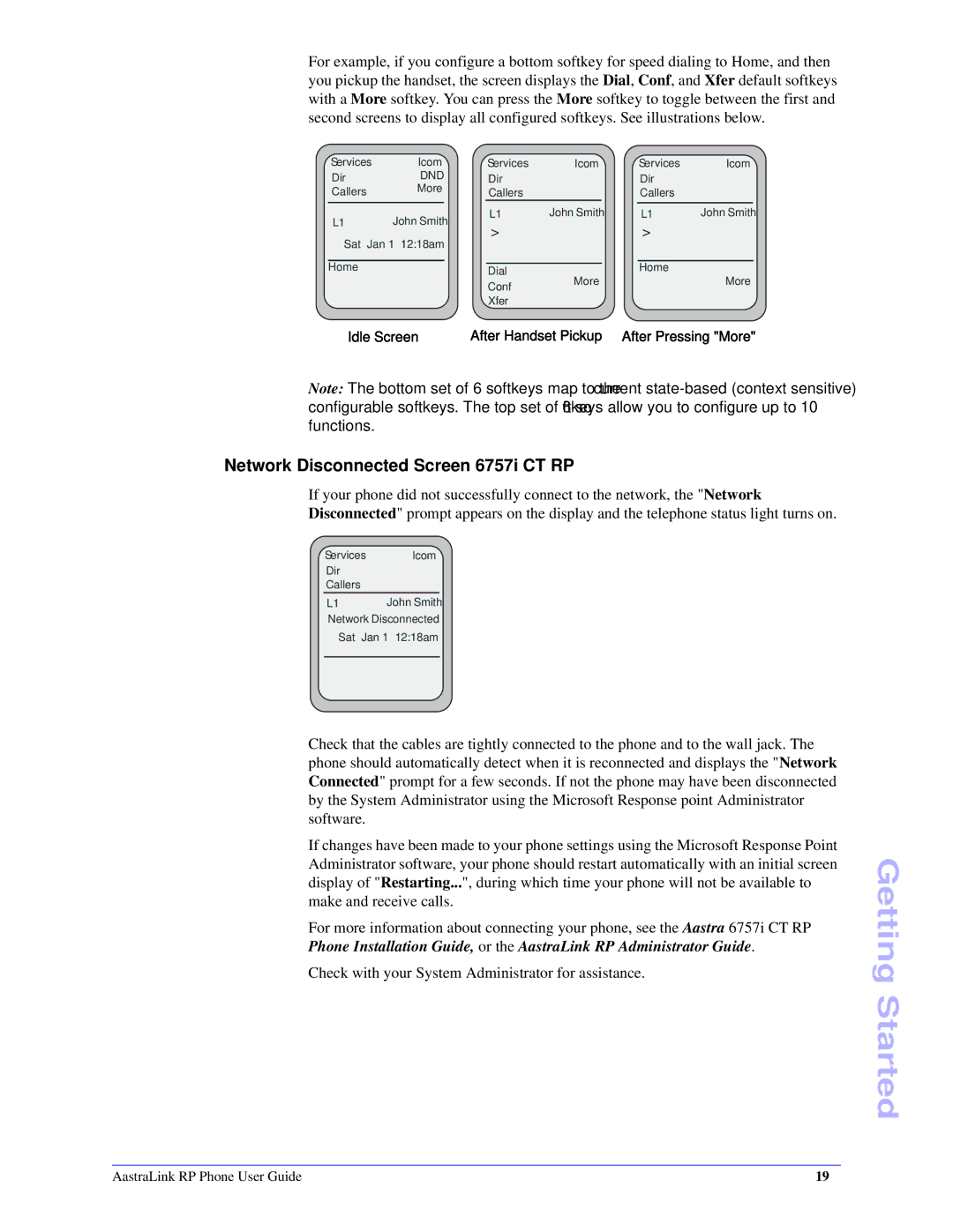 Aastra Telecom CT Cordless manual Network Disconnected Screen 6757i CT RP 