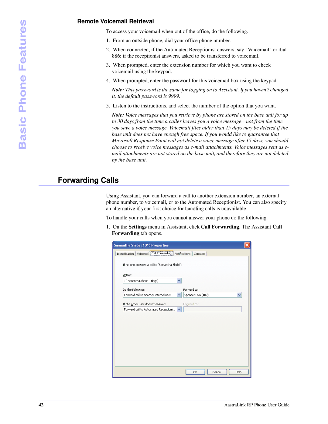 Aastra Telecom CT Cordless manual Forwarding Calls, Remote Voicemail Retrieval 