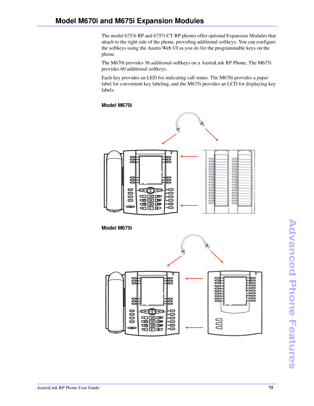 Aastra Telecom CT Cordless manual Model M670i and M675i Expansion Modules, Model M670i Model M675i 