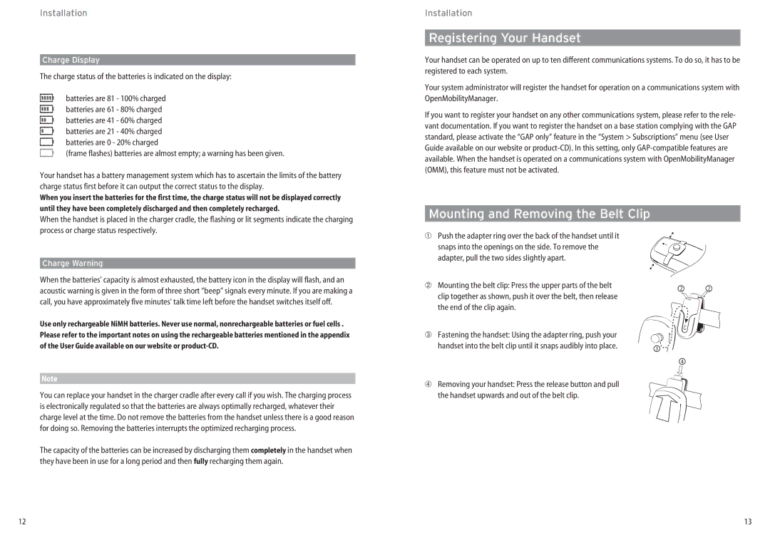 Aastra Telecom DECT 142 manual Registering Your Handset, Mounting and Removing the Belt Clip, End of the clip again 