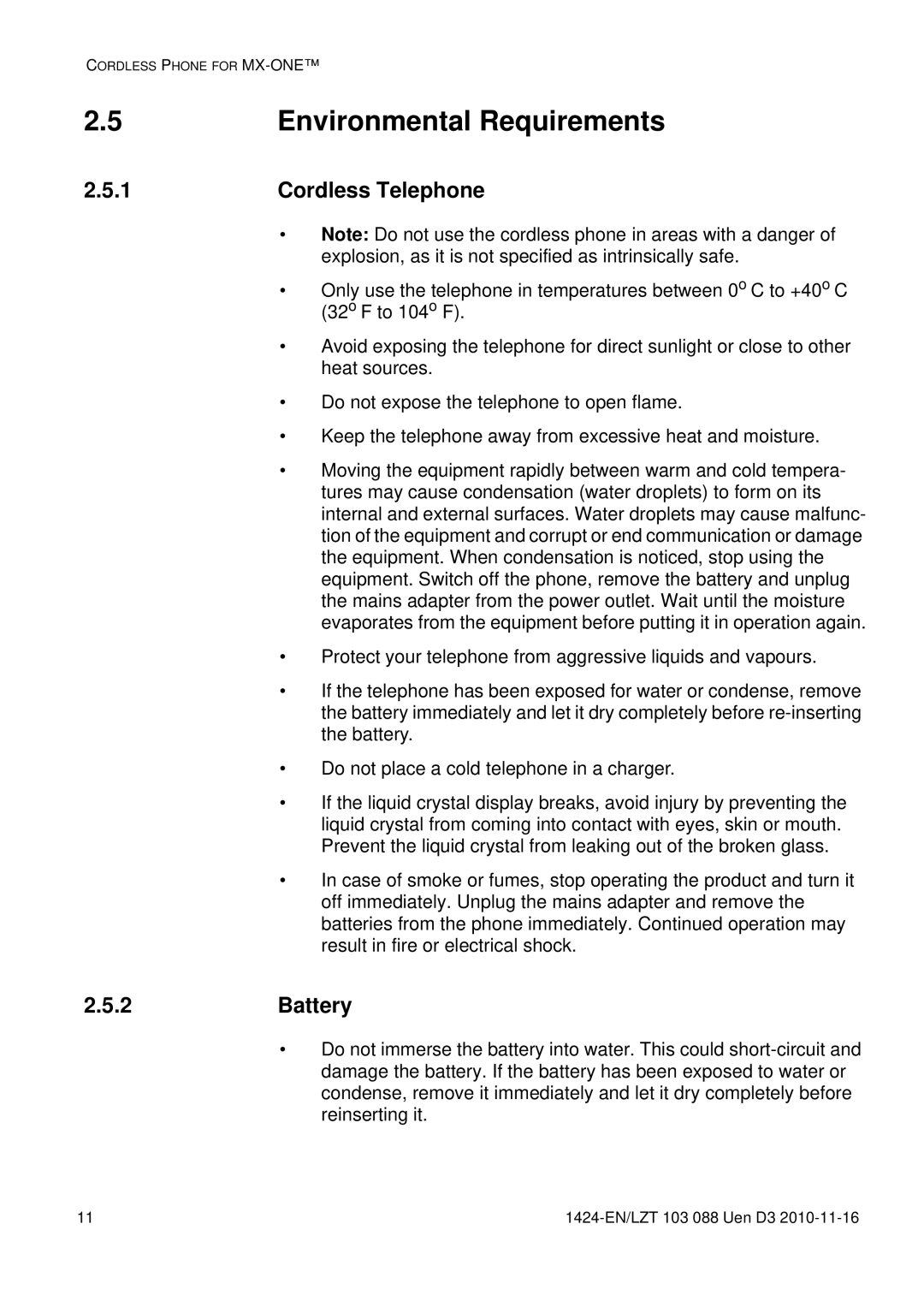 Aastra Telecom DT690 manual Environmental Requirements, Cordless Telephone, 2Battery 