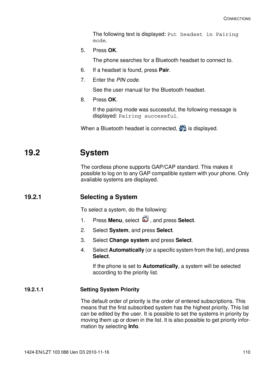 Aastra Telecom DT690 manual Selecting a System, Select Change system and press Select, Setting System Priority 