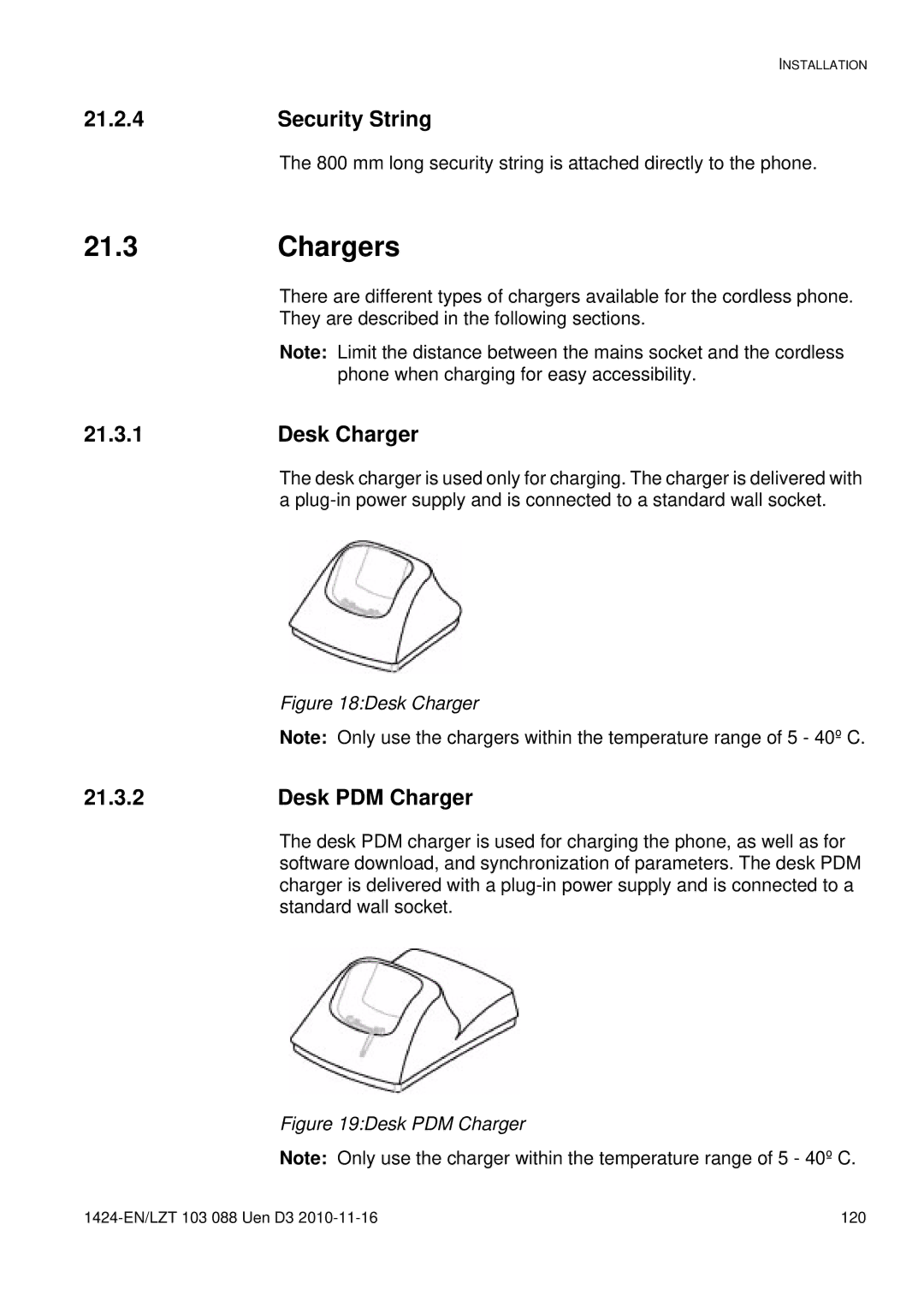 Aastra Telecom DT690 manual Chargers, Security String, Desk Charger, Desk PDM Charger 