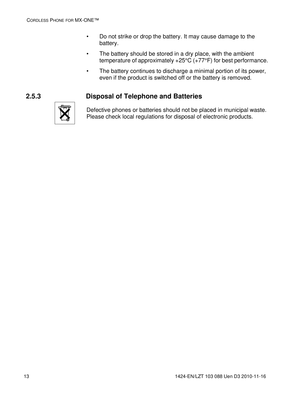 Aastra Telecom DT690 manual Disposal of Telephone and Batteries 