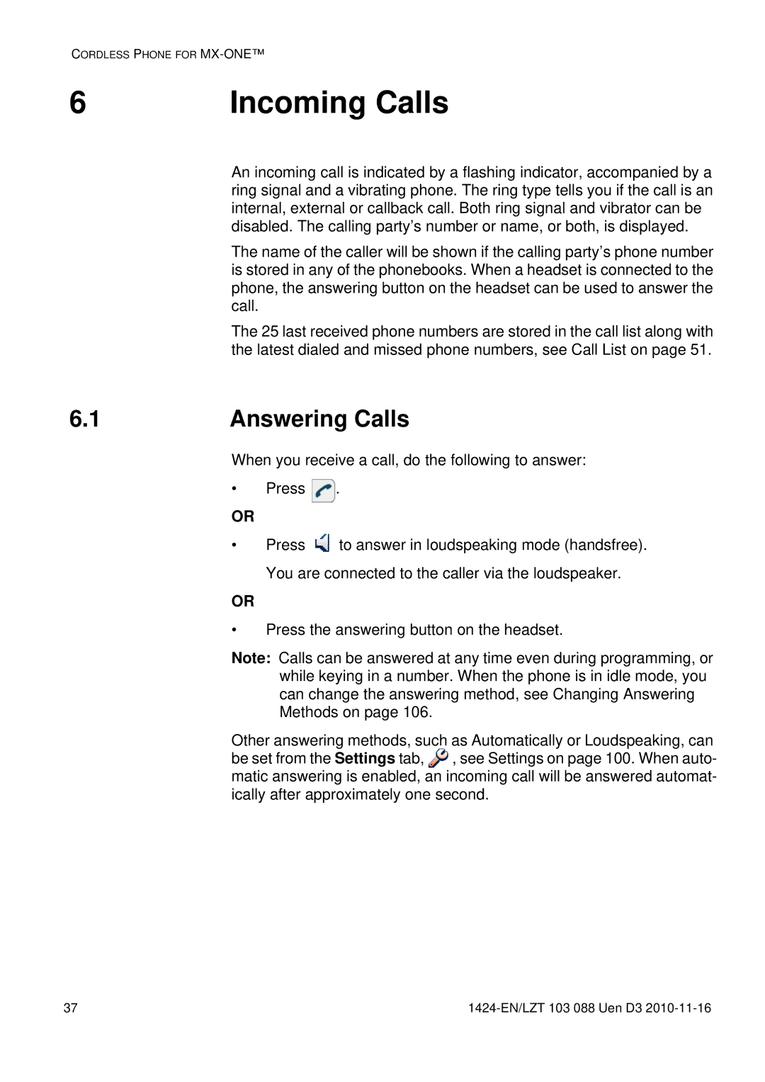 Aastra Telecom DT690 manual Incoming Calls, Answering Calls 