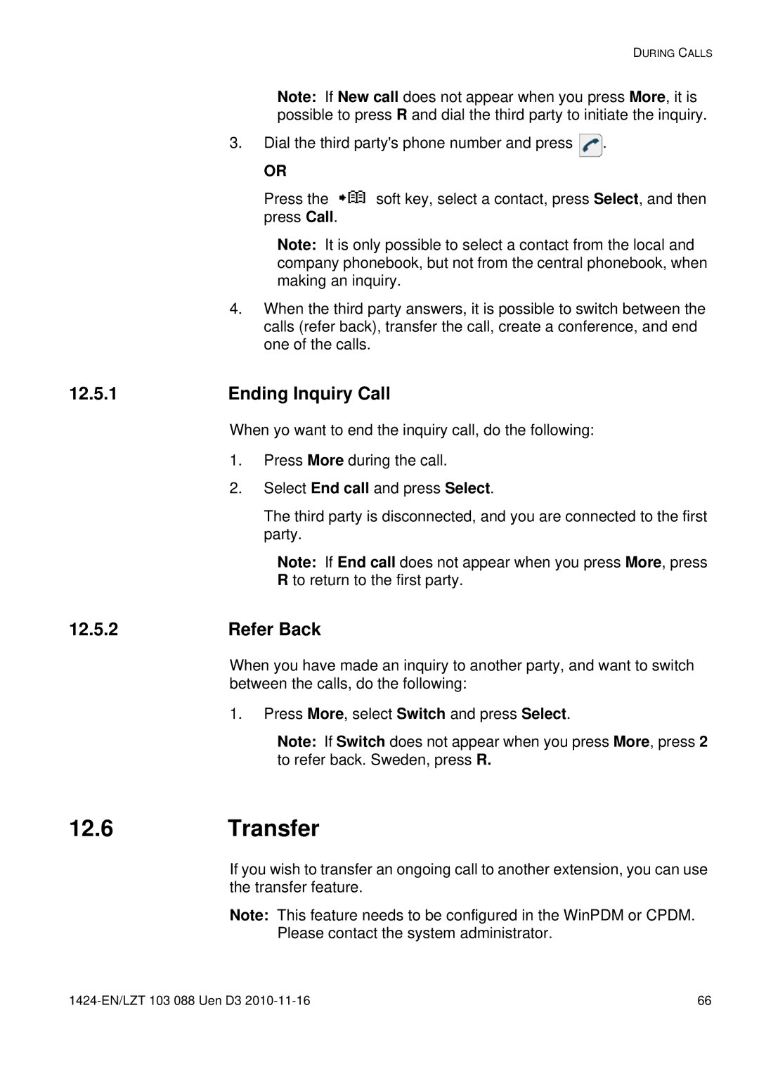Aastra Telecom DT690 manual Transfer, Ending Inquiry Call, Refer Back 