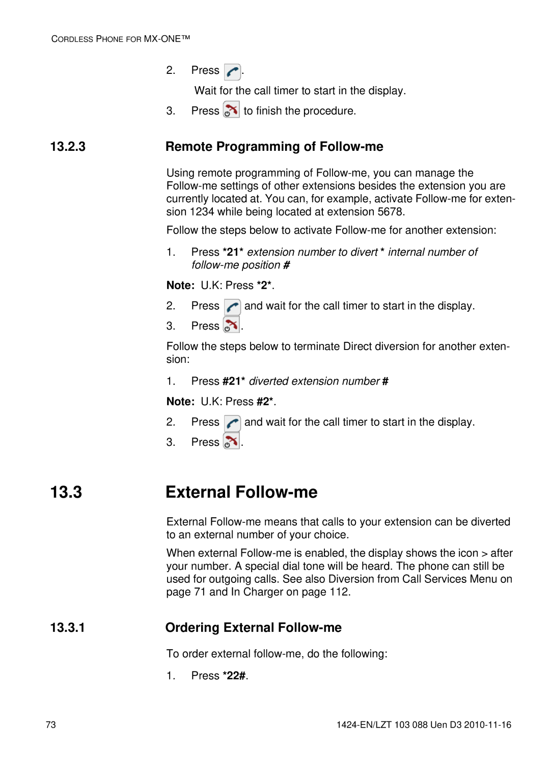 Aastra Telecom DT690 manual 13.3, Remote Programming of Follow-me, Ordering External Follow-me 