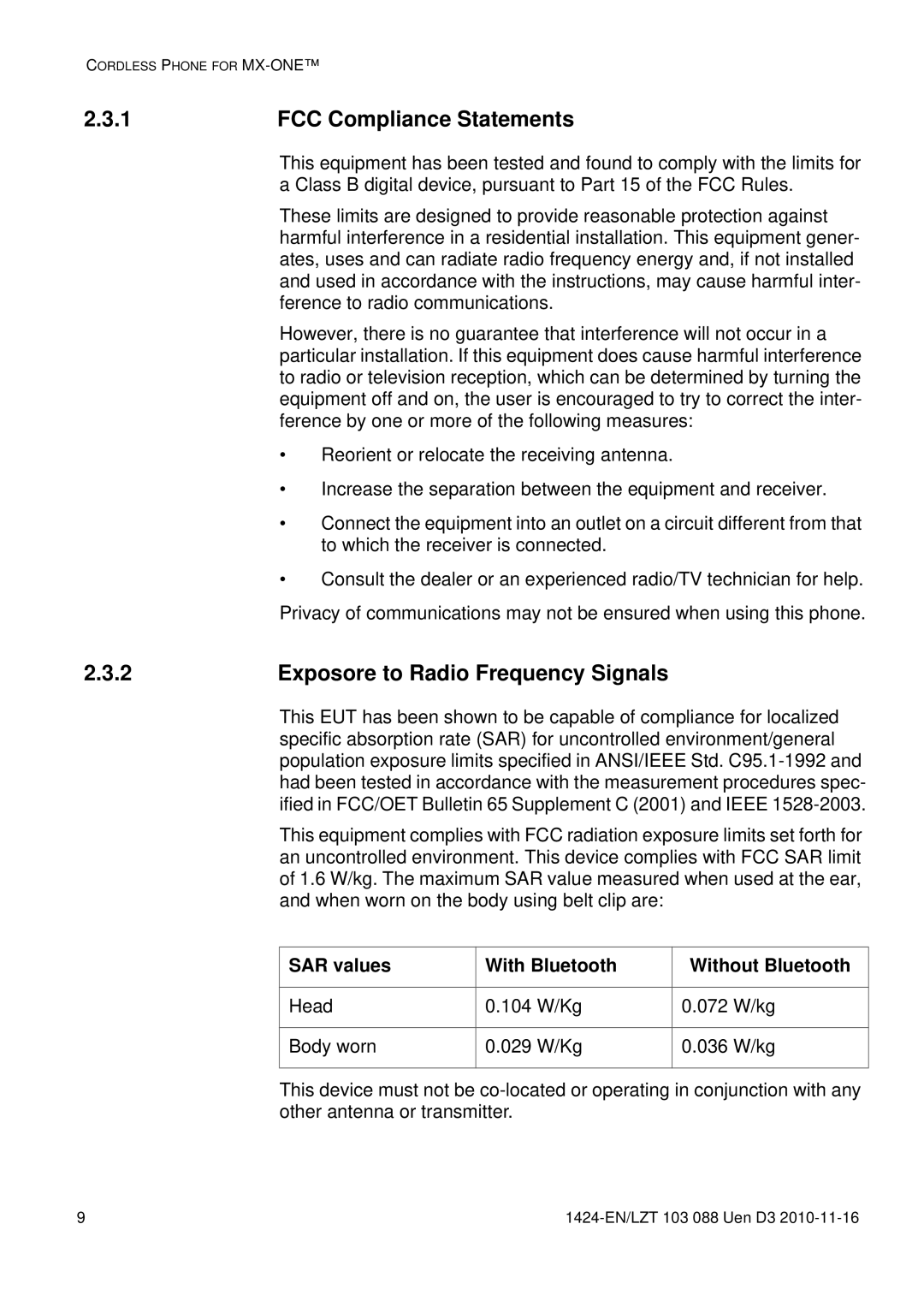 Aastra Telecom DT690 manual FCC Compliance Statements, Exposore to Radio Frequency Signals 