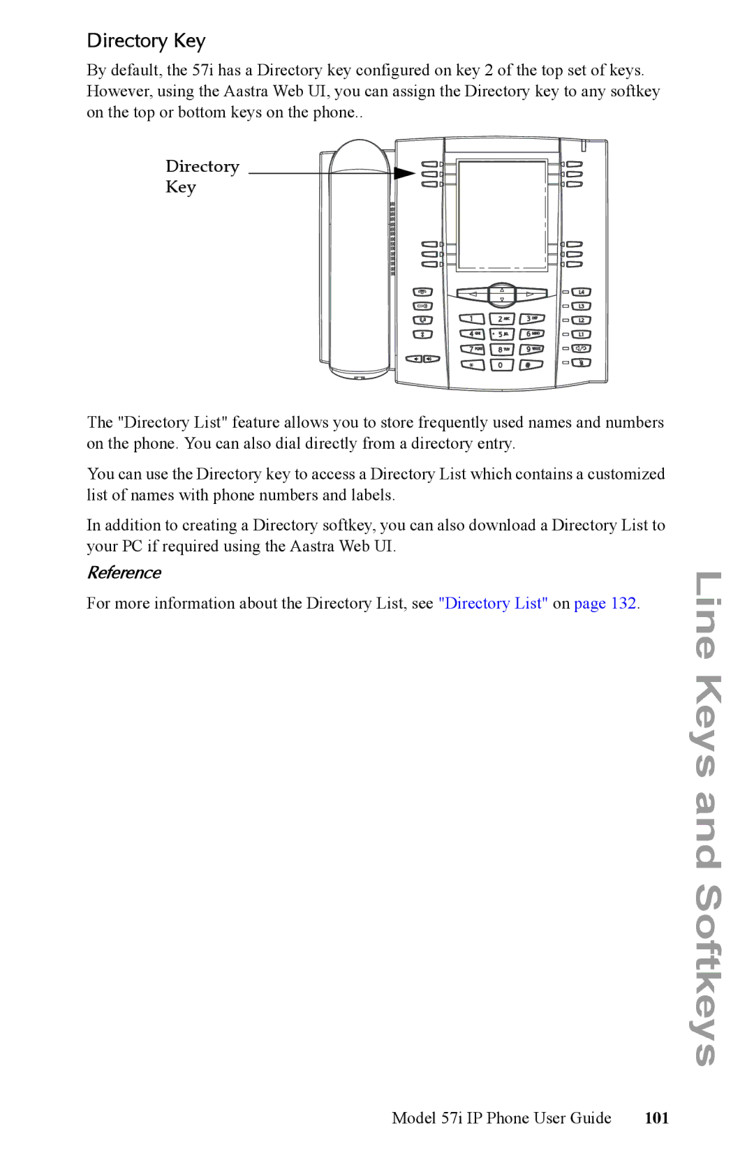 Aastra Telecom IP Phone manual Directory Key, 101 