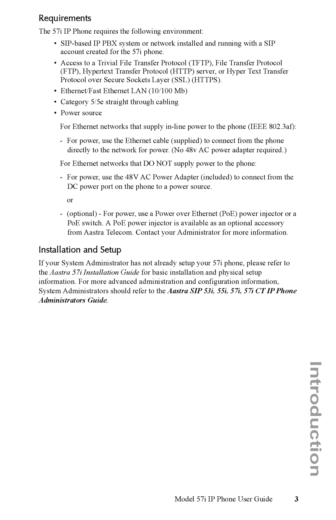 Aastra Telecom IP Phone manual Requirements, Installation and Setup 