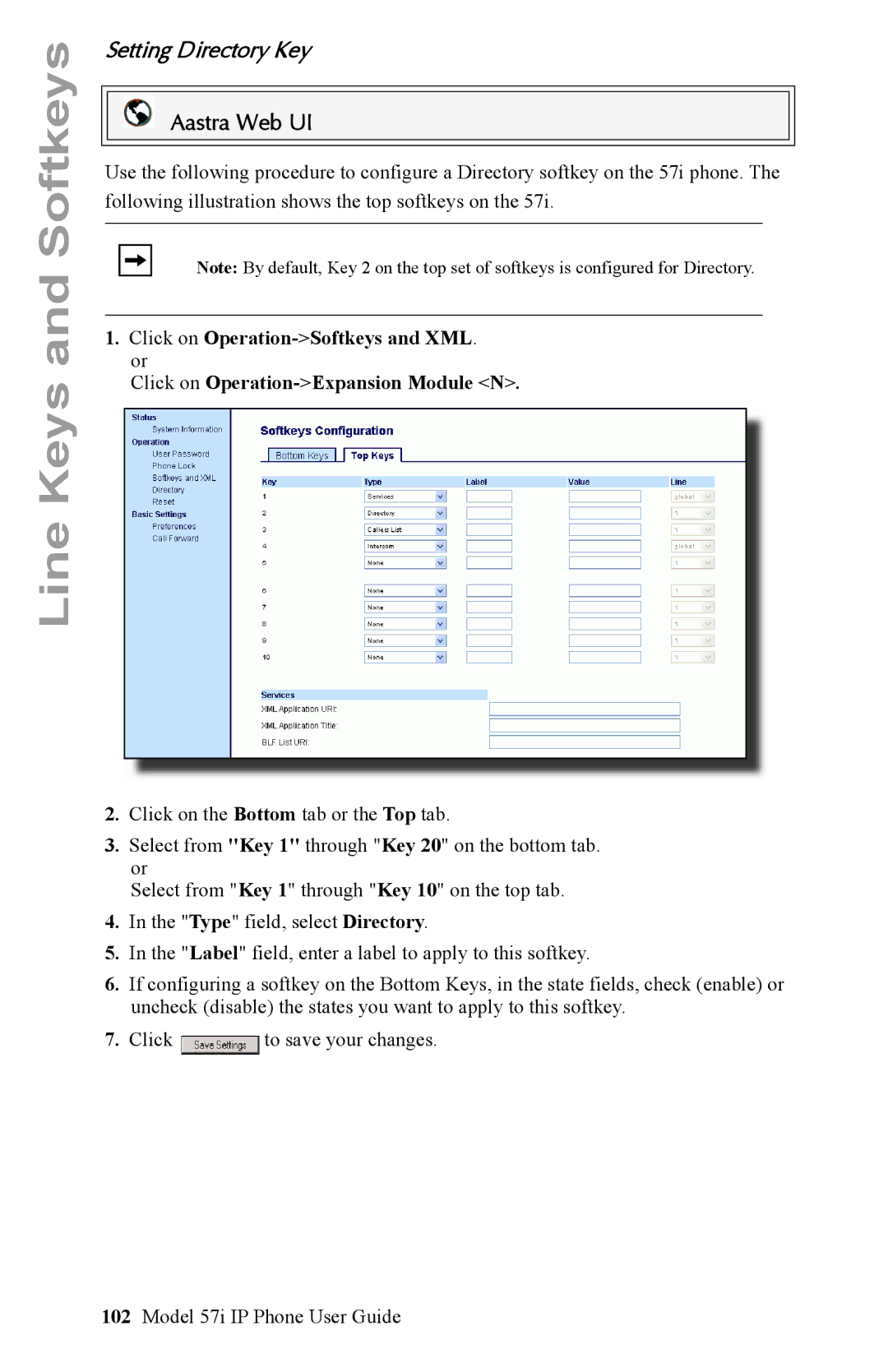 Aastra Telecom IP Phone manual Setting Directory Key 