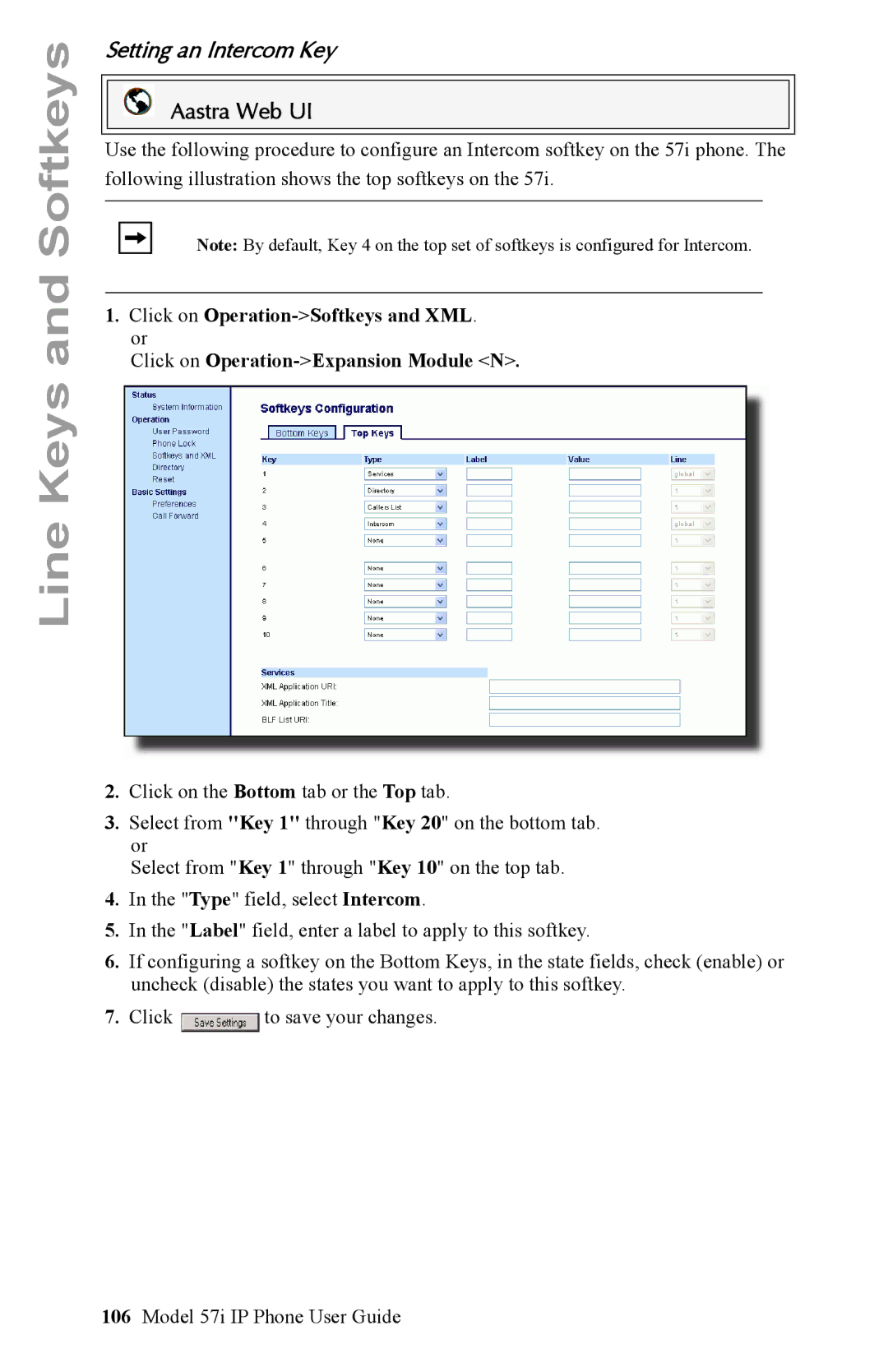 Aastra Telecom IP Phone manual Setting an Intercom Key 