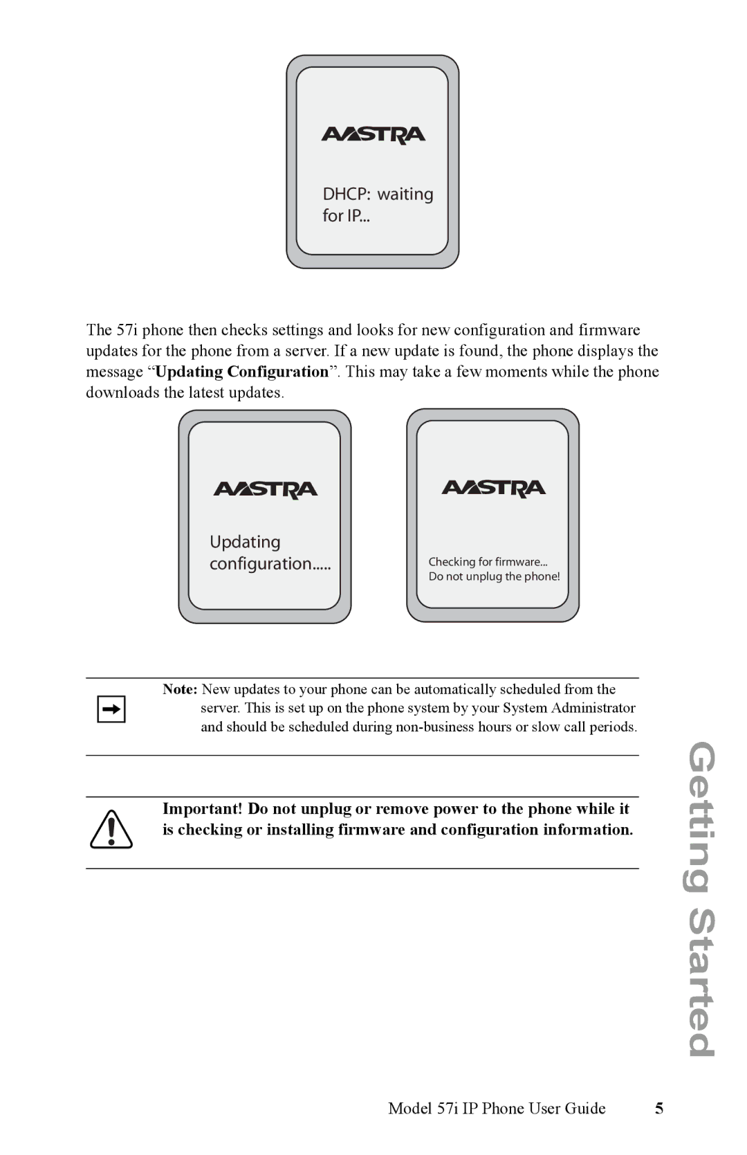 Aastra Telecom IP Phone manual Dhcp waiting For IP 