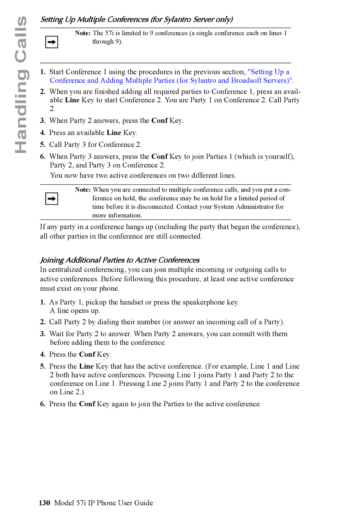 Aastra Telecom IP Phone manual Setting Up Multiple Conferences for Sylantro Server only 