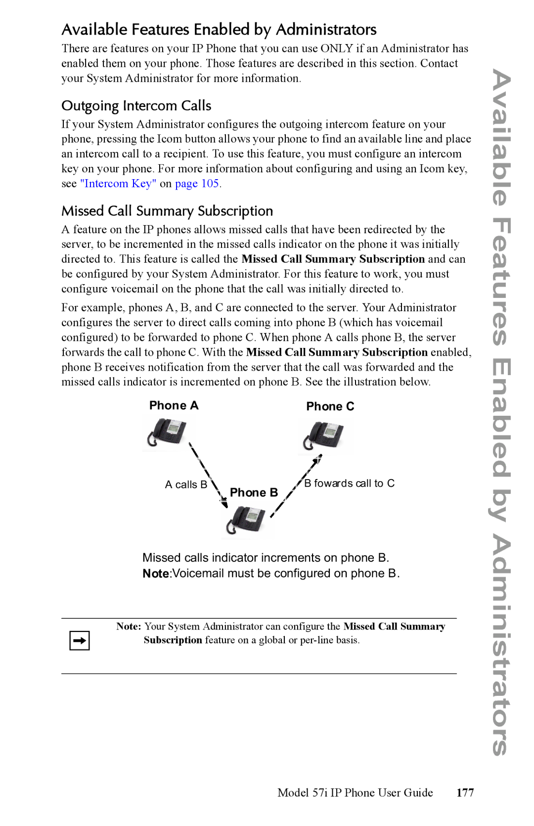 Aastra Telecom IP Phone manual Available Features Enabled by Administrators, Outgoing Intercom Calls 