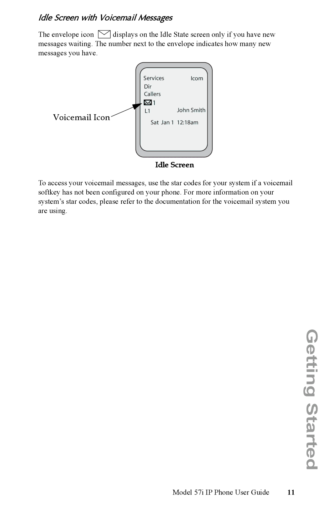 Aastra Telecom IP Phone manual Idle Screen with Voicemail Messages, Voicemail Icon 