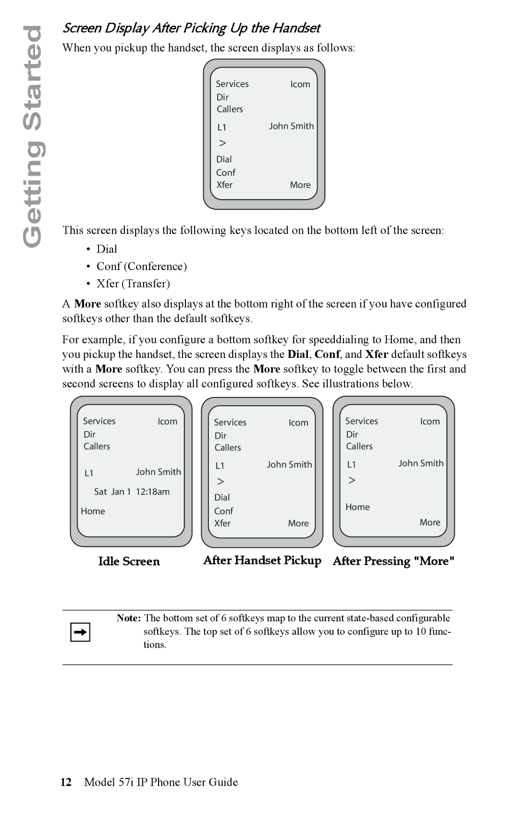 Aastra Telecom IP Phone manual Screen Display After Picking Up the Handset, Idle Screen After Handset Pickup 