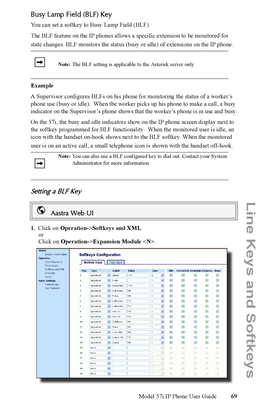 Aastra Telecom IP Phone manual Busy Lamp Field BLF Key, Setting a BLF Key, Example 