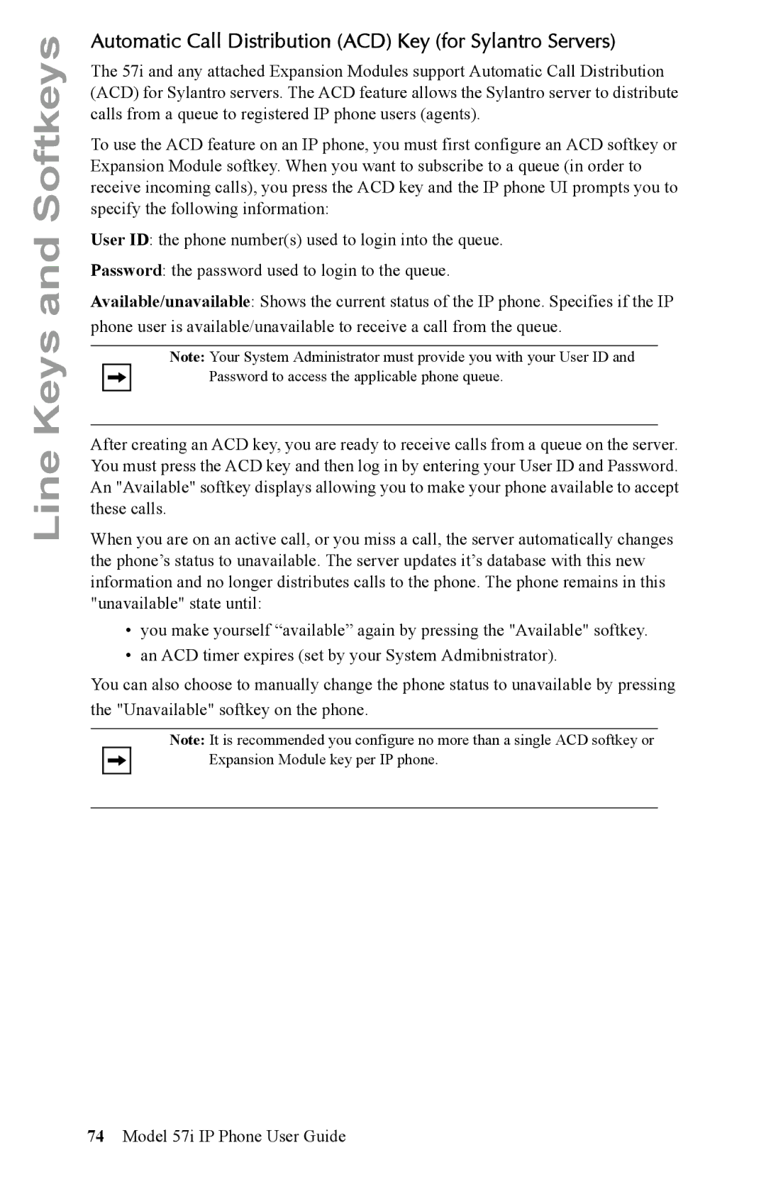 Aastra Telecom IP Phone manual Automatic Call Distribution ACD Key for Sylantro Servers 