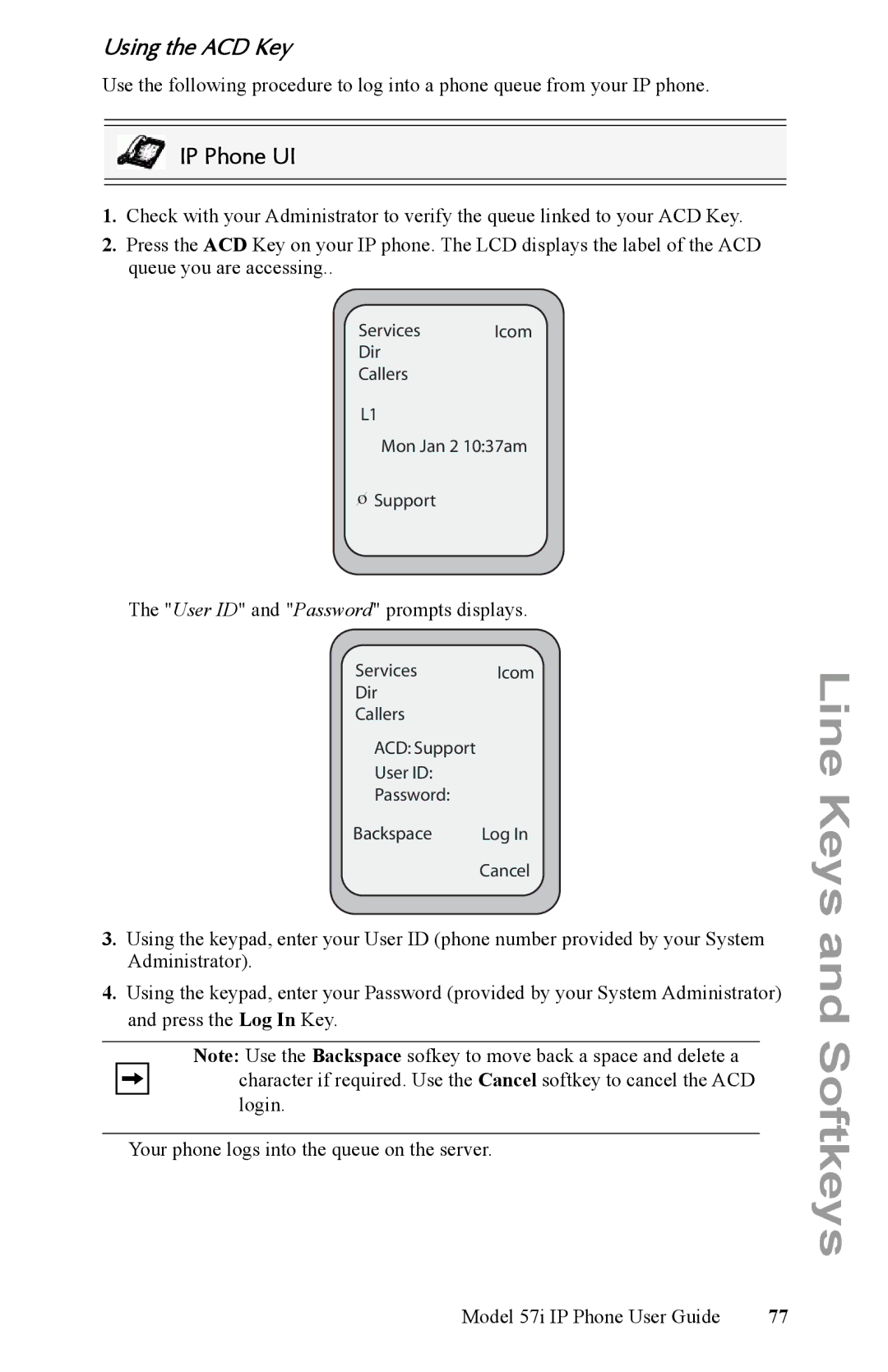 Aastra Telecom IP Phone manual Using the ACD Key 