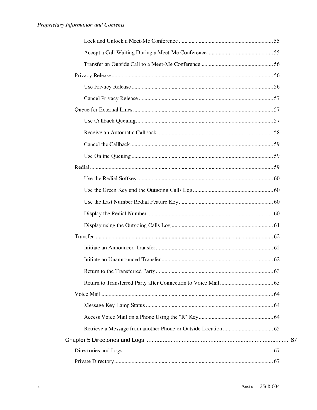 Aastra Telecom ITE-760 manual Directories and Logs 