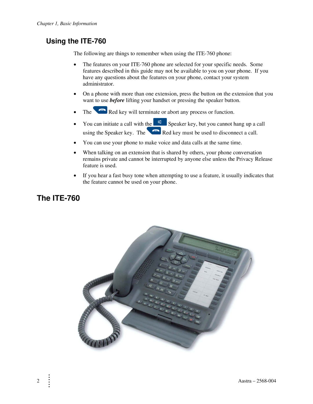 Aastra Telecom manual Using the ITE-760 