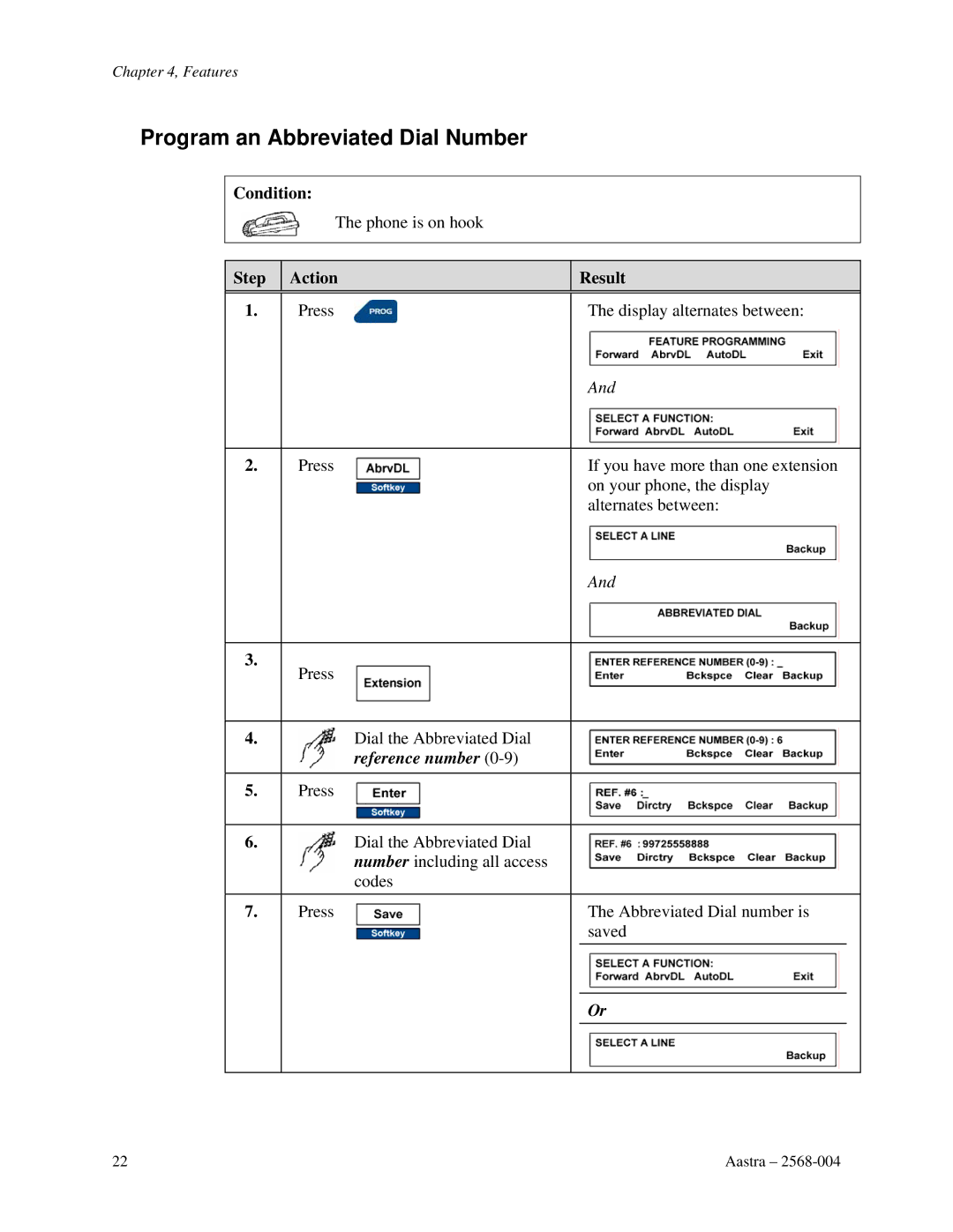 Aastra Telecom ITE-760 manual Program an Abbreviated Dial Number 