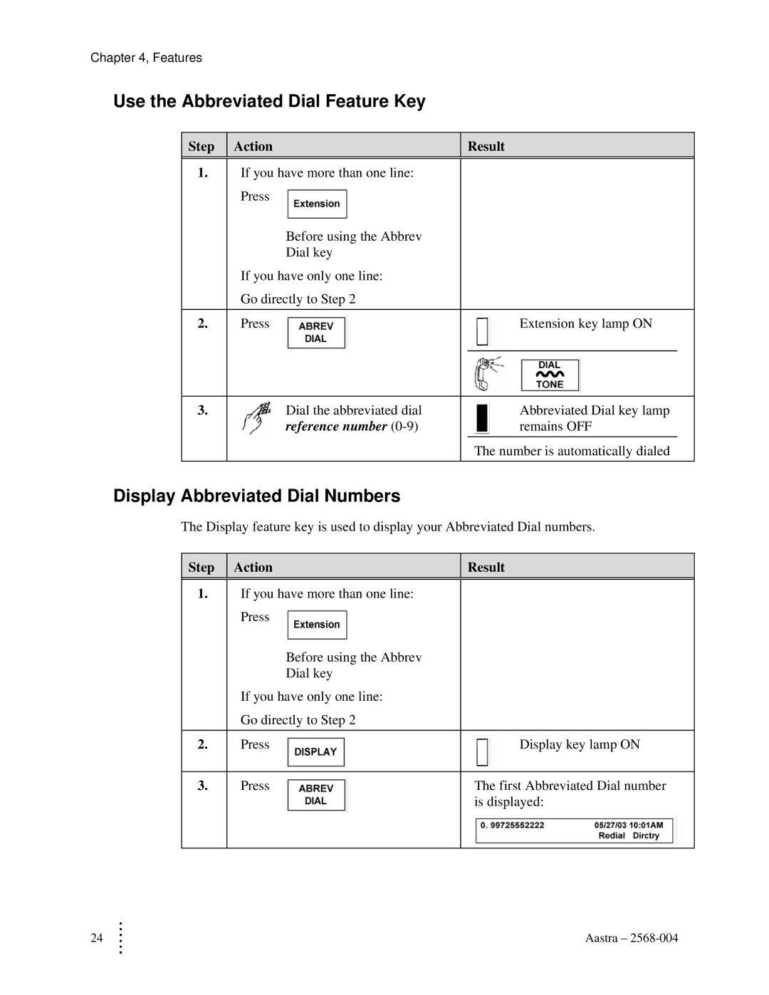 Aastra Telecom ITE-760 manual Use the Abbreviated Dial Feature Key, Display Abbreviated Dial Numbers 