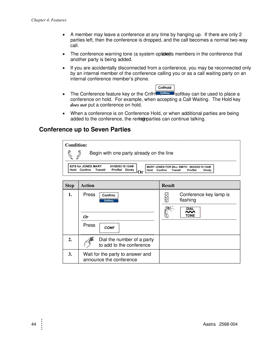 Aastra Telecom ITE-760 manual Conference up to Seven Parties, Condition 