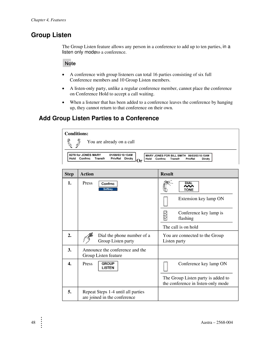 Aastra Telecom ITE-760 manual Add Group Listen Parties to a Conference 