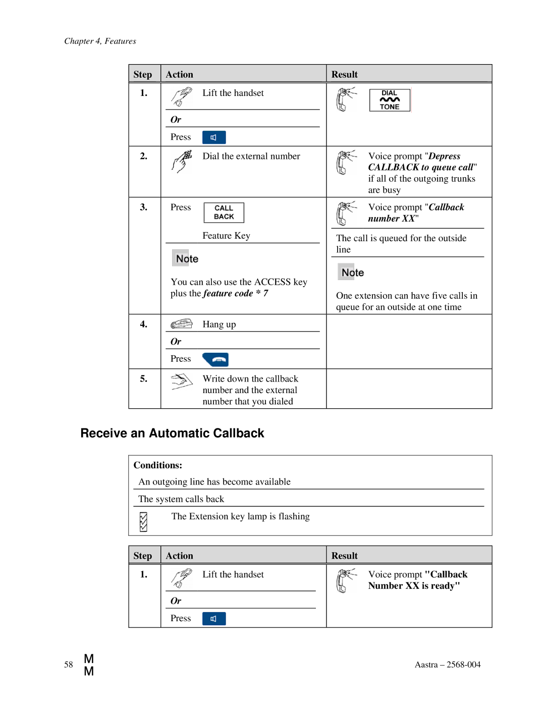 Aastra Telecom ITE-760 manual Receive an Automatic Callback, Plus the feature code 