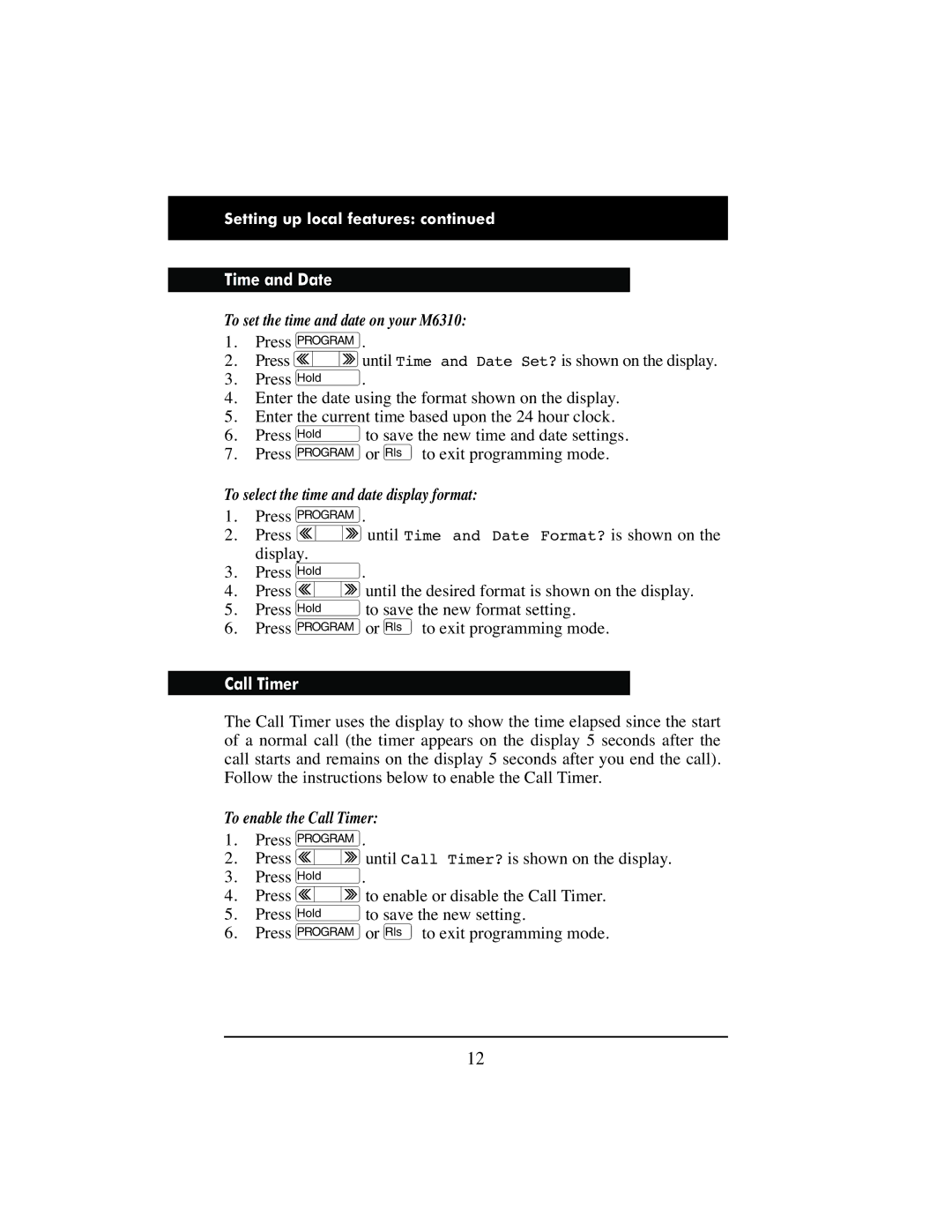 Aastra Telecom manual Time and Date, To set the time and date on your M6310, To select the time and date display format 