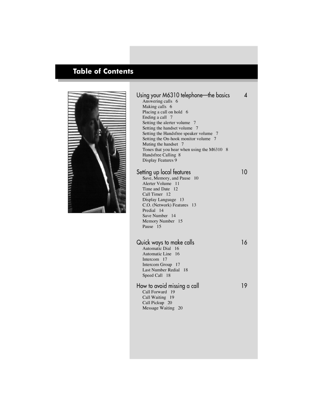 Aastra Telecom M6310 manual Table of Contents 