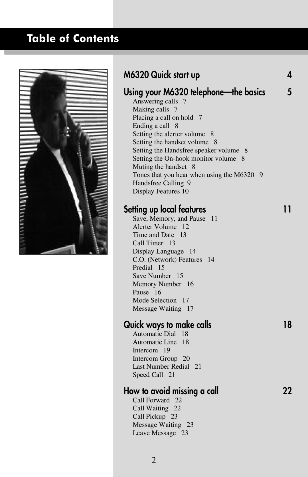 Aastra Telecom M6320 manual Table of Contents 