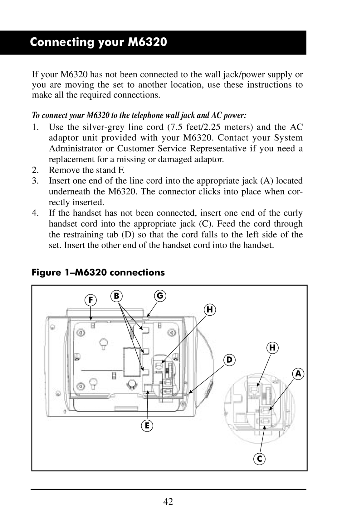 Aastra Telecom manual Connecting your M6320, M6320 connections 