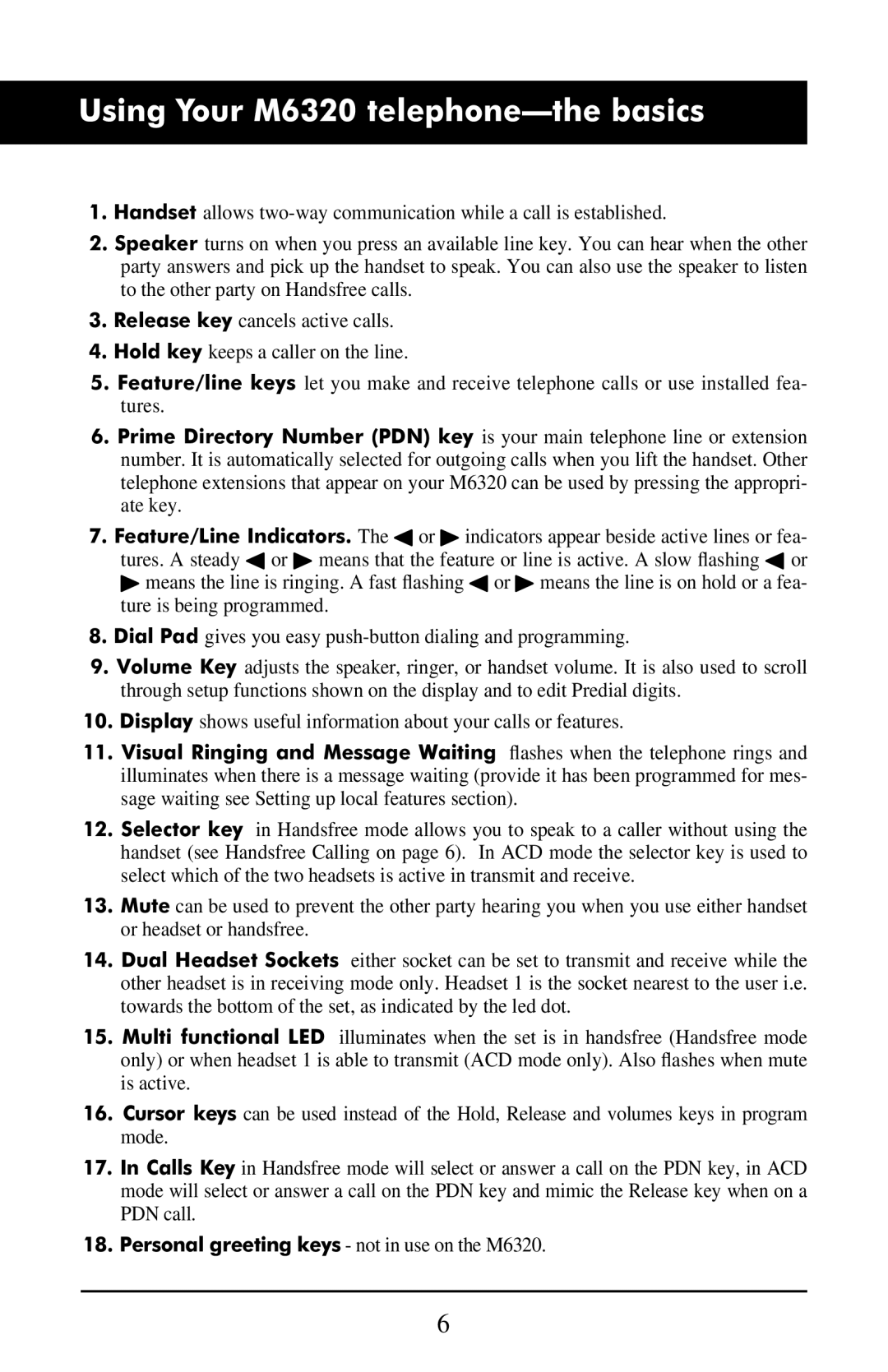 Aastra Telecom manual Using Your M6320 telephone-the basics 