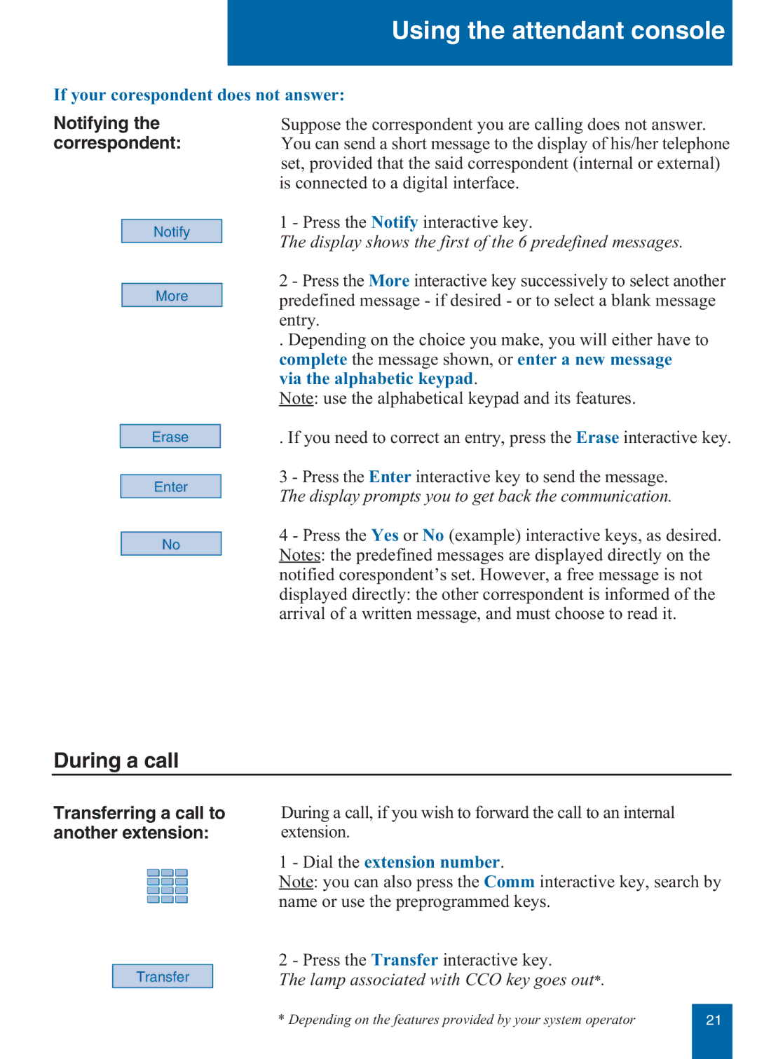 Aastra Telecom M760E manual During a call, Notifying, Correspondent, Transferring a call to, Another extension 