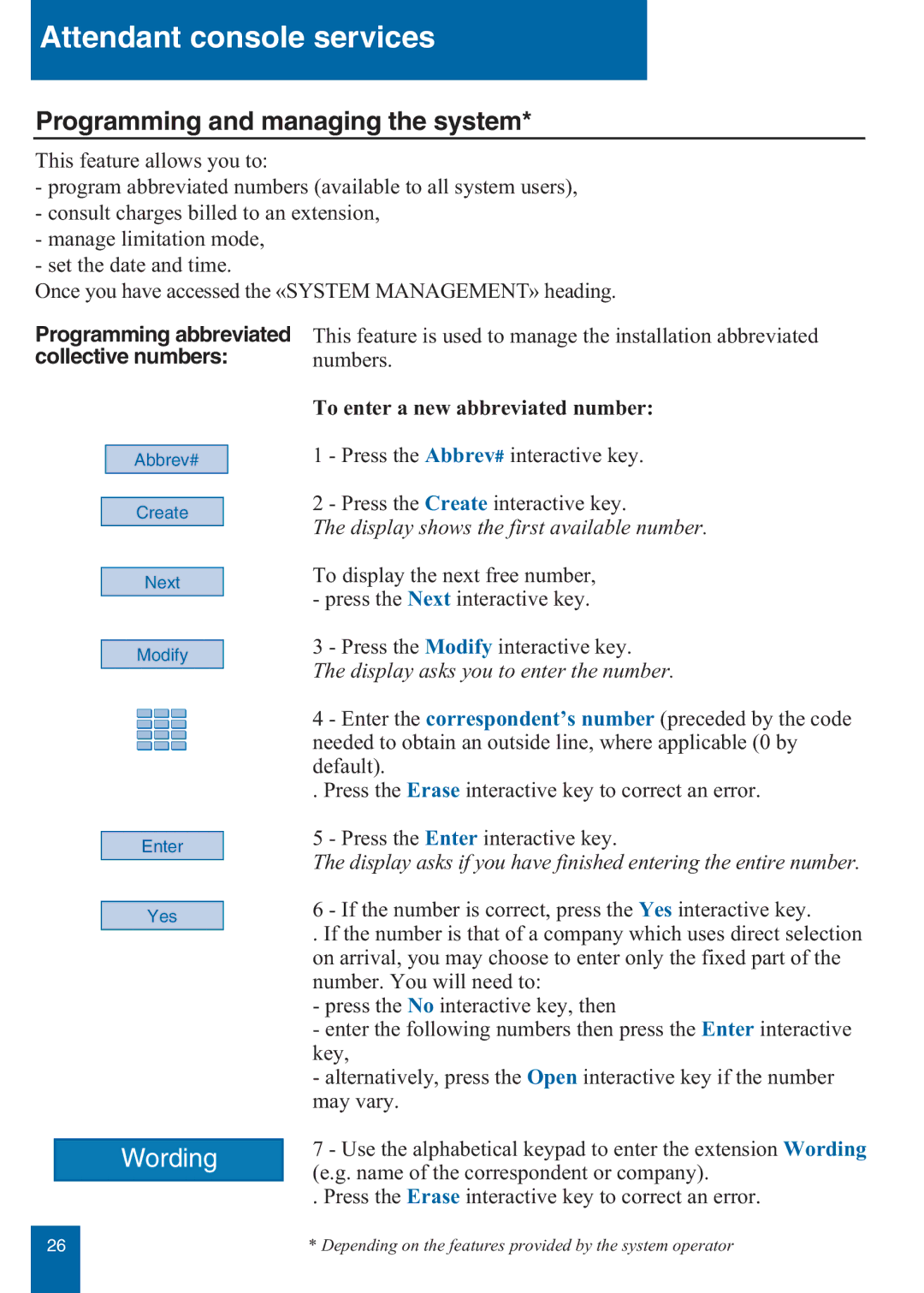 Aastra Telecom M760E manual Programming and managing the system, To enter a new abbreviated number 