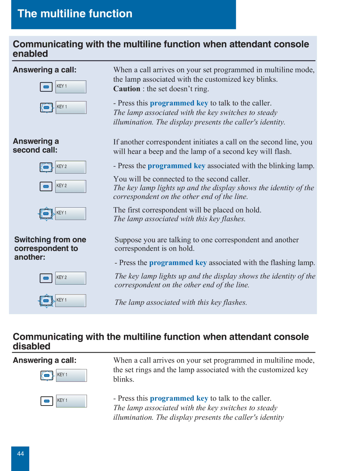 Aastra Telecom M760E manual Answering a second call, Lamp associated with this key flashes 