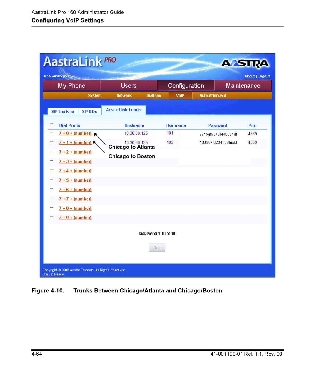 Aastra Telecom Pro 160 manual Trunks Between Chicago/Atlanta and Chicago/Boston, Chicago to Atlanta Chicago to Boston 