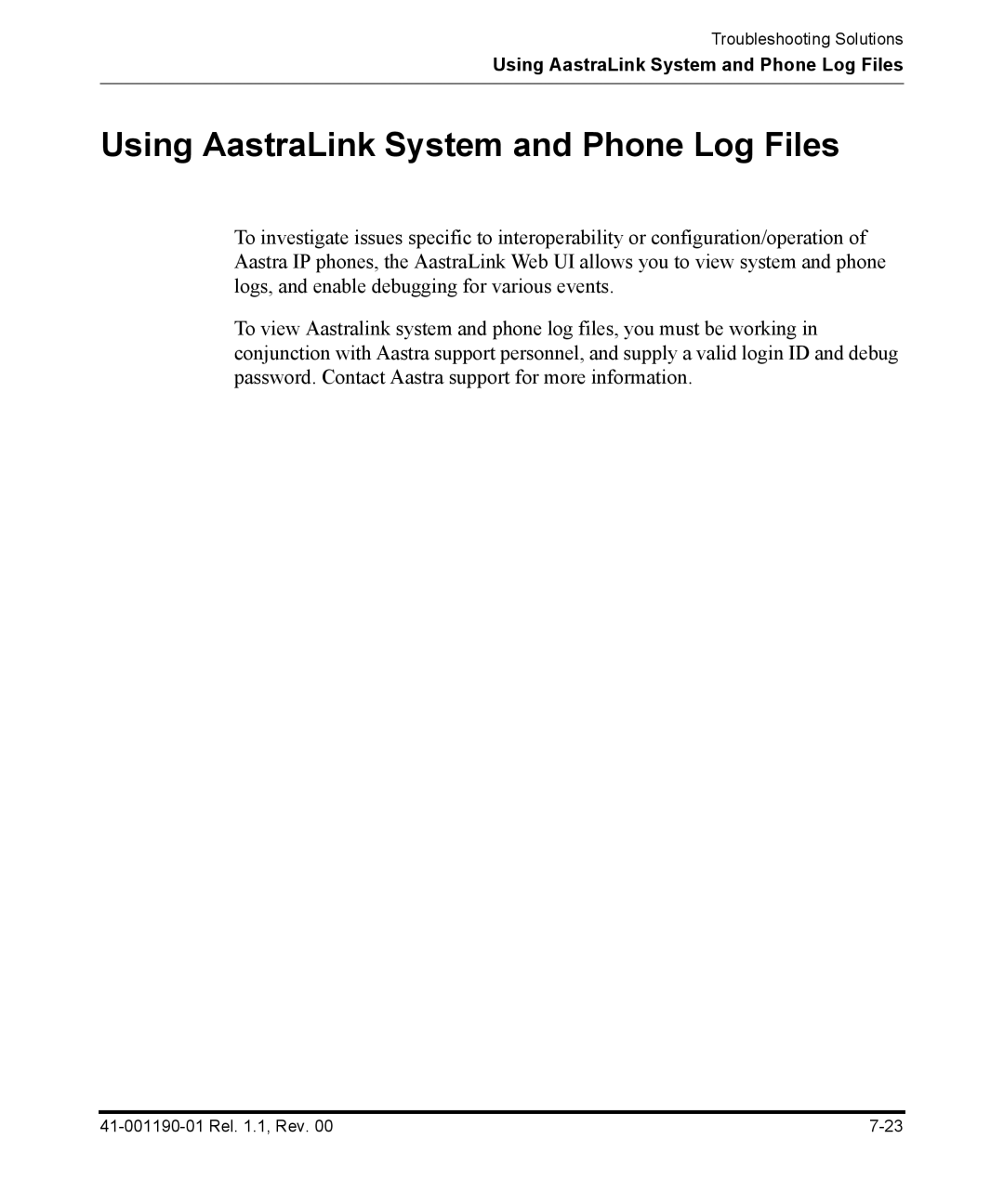 Aastra Telecom Pro 160 manual Using AastraLink System and Phone Log Files 