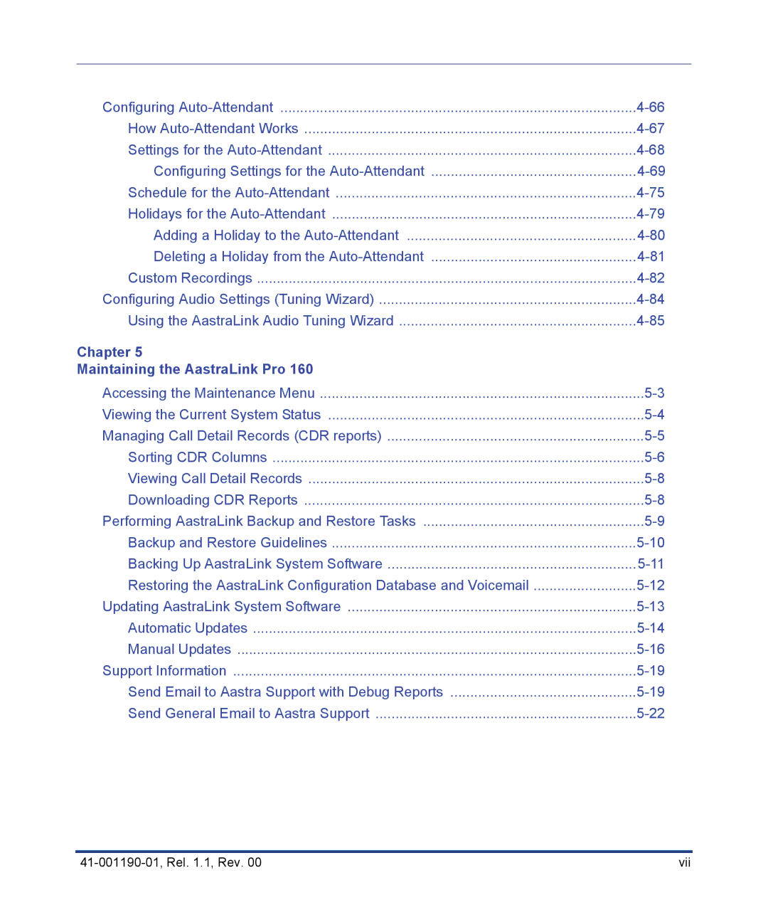 Aastra Telecom Pro 160 manual Chapter Maintaining the AastraLink Pro 