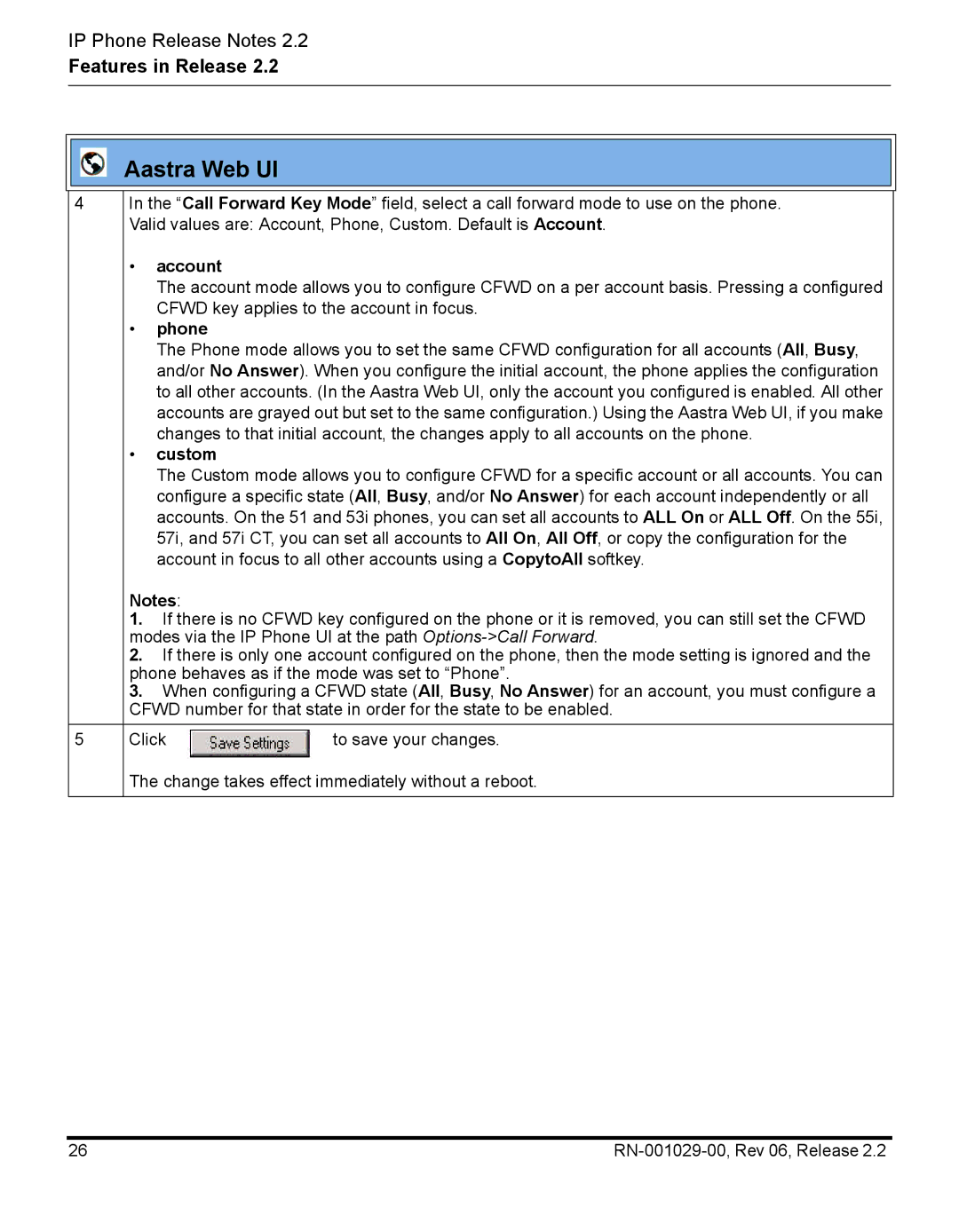 Aastra Telecom RN-001029-00, REV 06 manual Account 