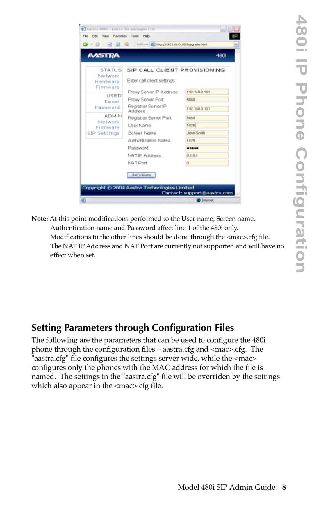 Aastra Telecom SIP manual Setting Parameters through Conﬁguration Files 