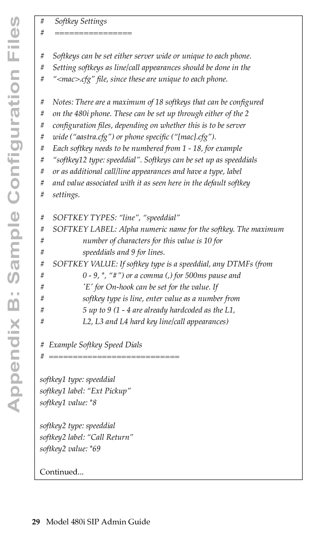 Aastra Telecom SIP manual Appendix B Sample Configuration Files 