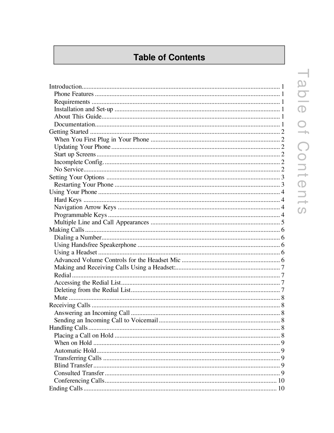 Aastra Telecom SIP9133i manual Table of Contents 