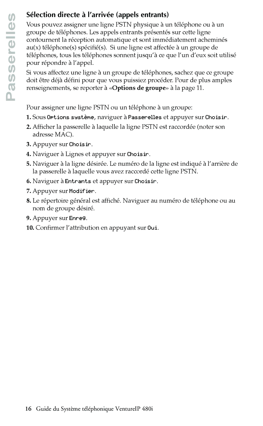 Aastra Telecom Telephone manual Sélection directe à l’arrivée appels entrants 