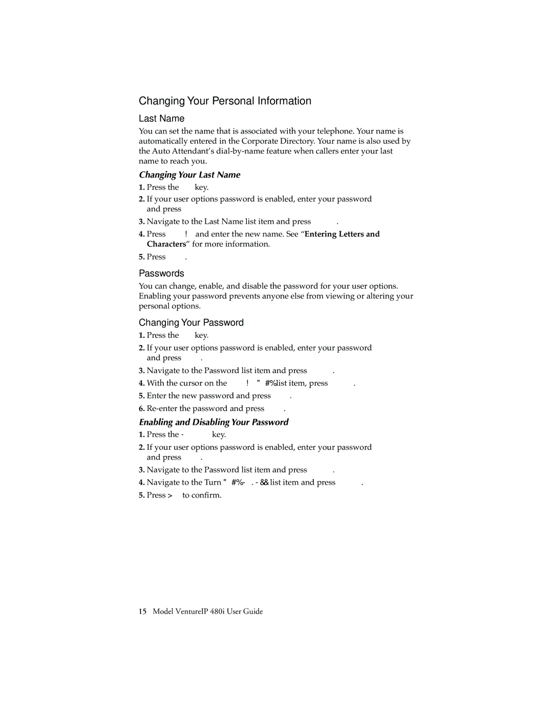 Aastra Telecom VentureIP manual Changing Your Personal Information, Last Name, Passwords, Changing Your Password 