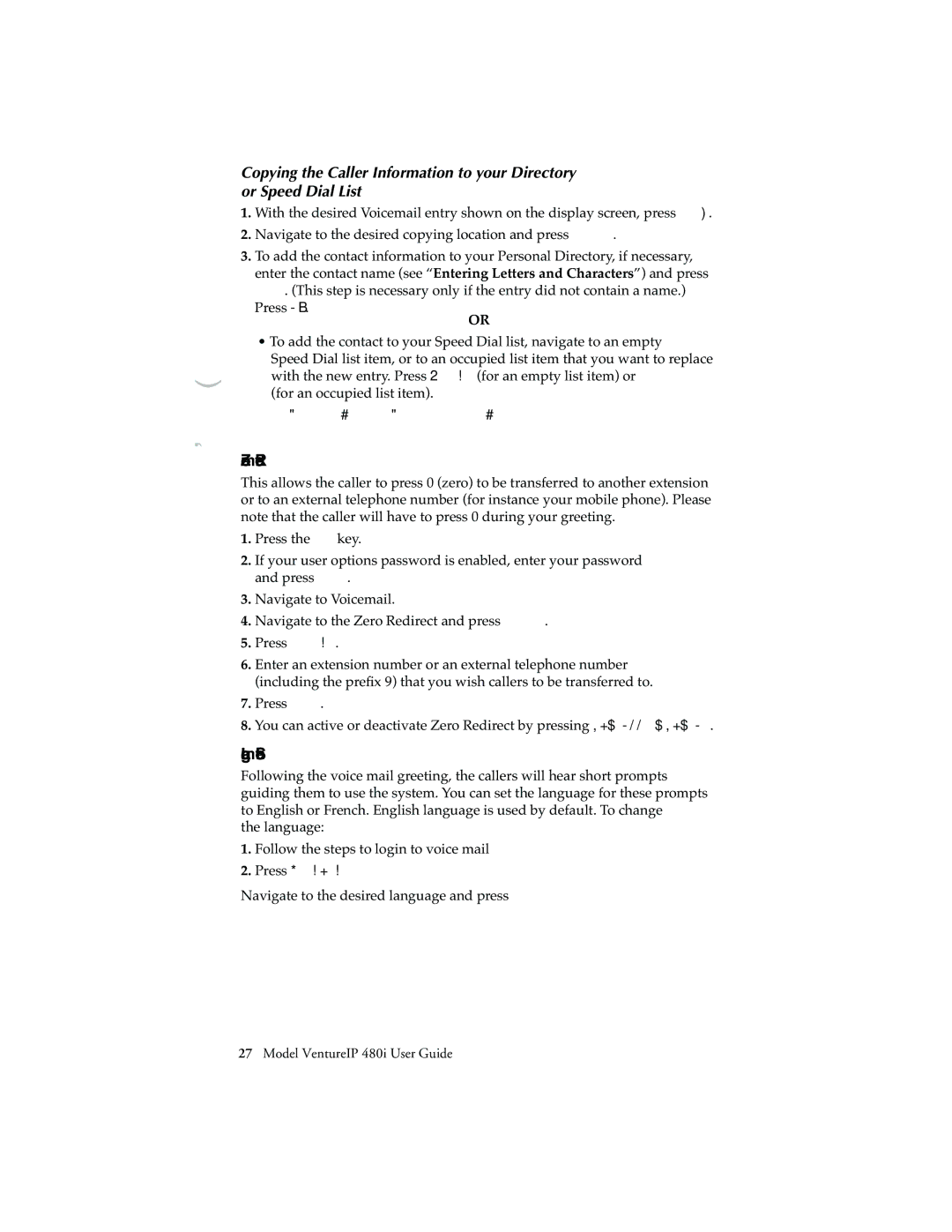 Aastra Telecom VentureIP manual Zero Redirect, Language Selection 